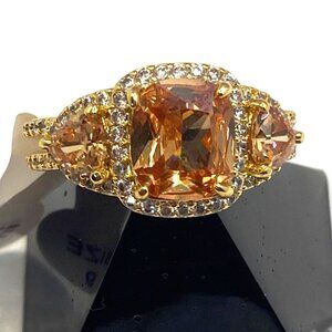 RBP6656 My Happiest Forever Dark Smokey Topaz CZ Ring Size 9 Gold Plating